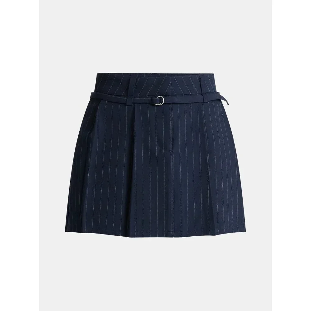 No Boundaries Women's Pleated Mini Skirt, Size XXL(20), Navy, Belted, Casual, - Picture 4 of 4